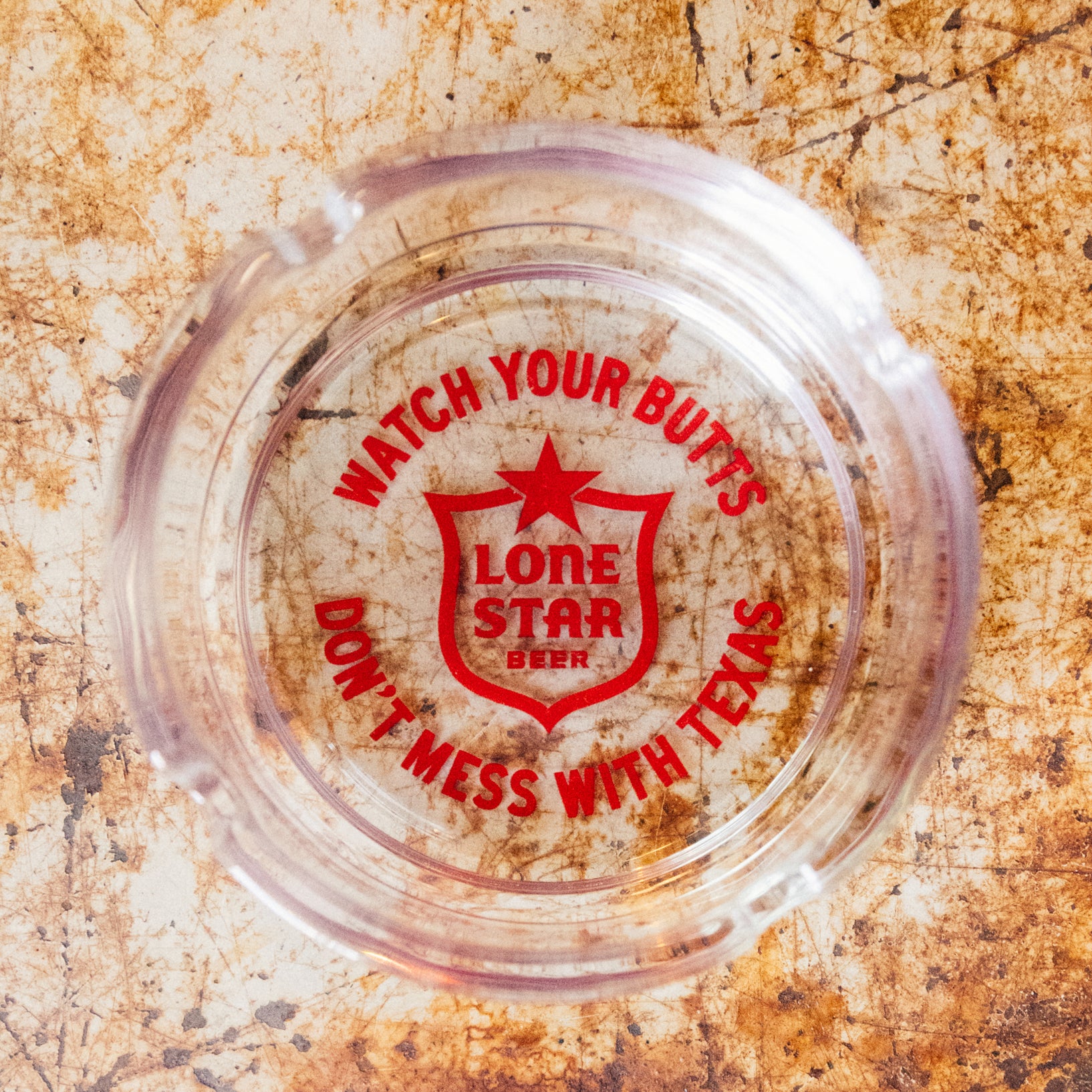 Watch Your Butts Glass Ashtray